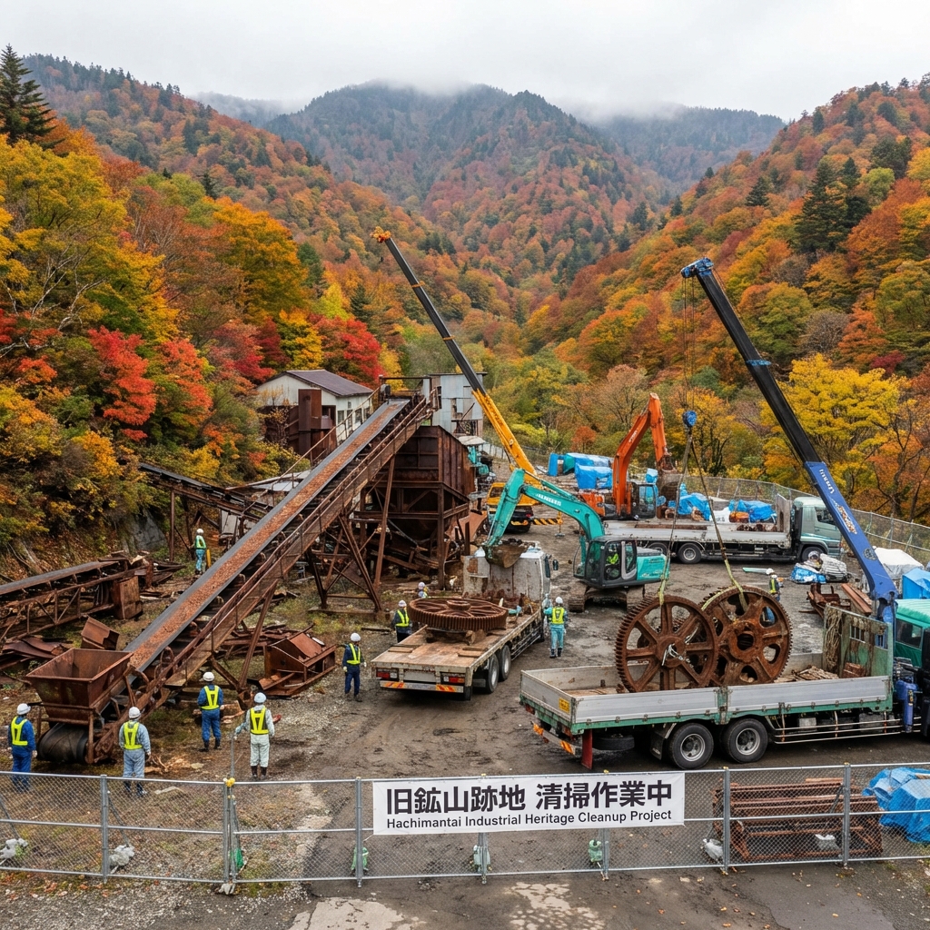 鹿角市・尾去沢鉱山周辺での産業廃棄物回収