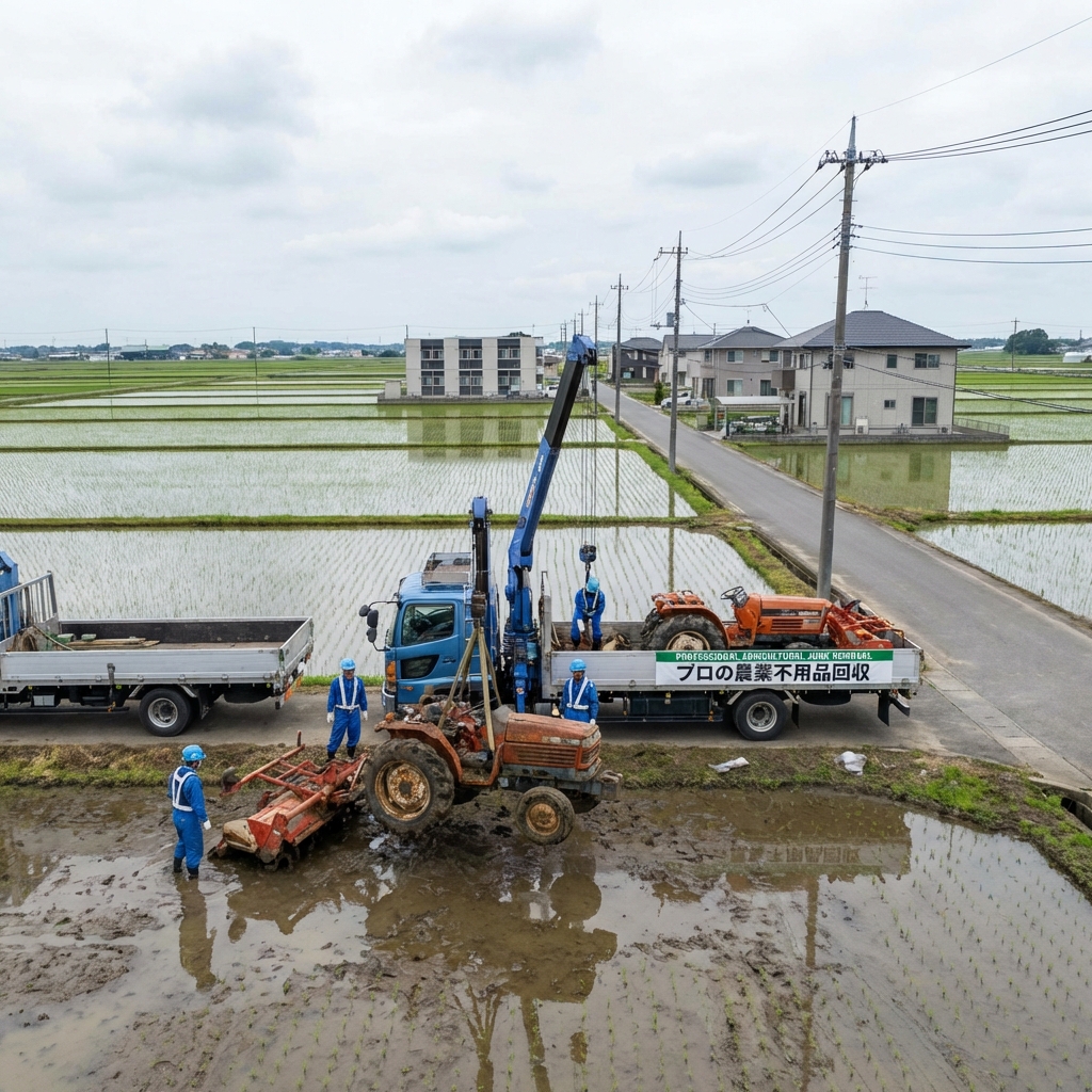 大潟村・日本最大の干拓地での大型農機具回収作業